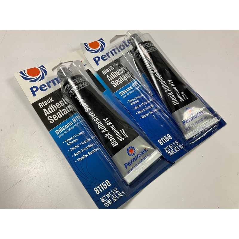 (2) Permatex 81158 Black RTV Silicone Adhesive Sealant Gasket Maker 3 Oz