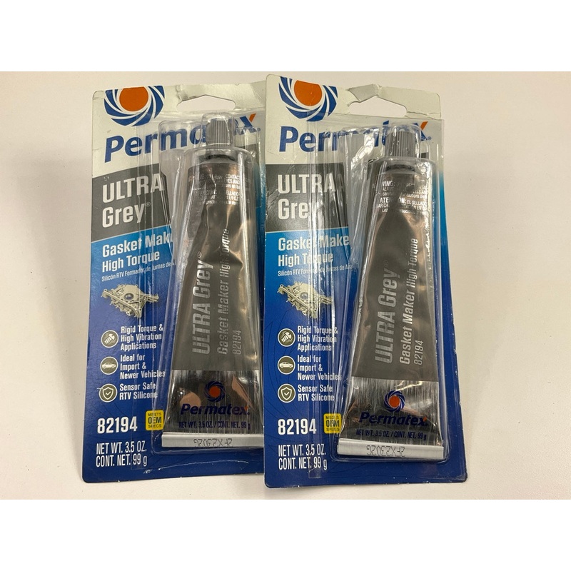 (2) Permatex 82194 Ultra Grey Rigid High-Torque RTV Silicone Gasket Maker 0.5 Oz