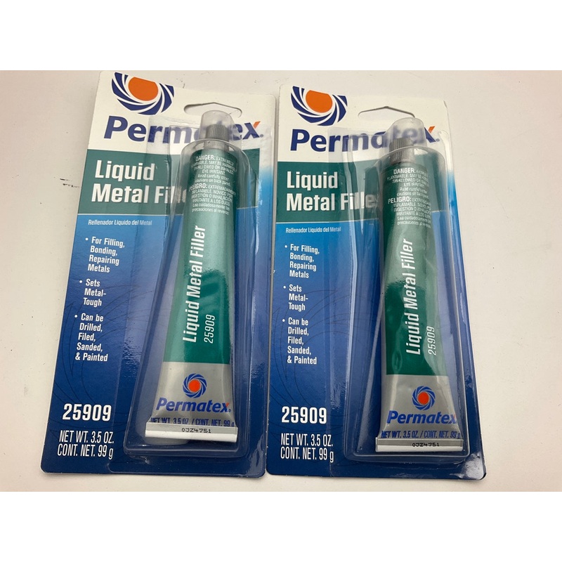 (2) Permatex 25909 Liquid Metal Filler Metal Repair Compound 3.5oz