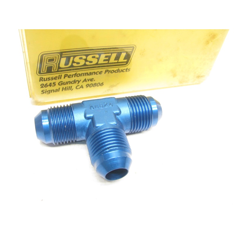 ,  -8AN , AN Tee Fitting Adapter, Blue Aluminum  Russell Performance 661030