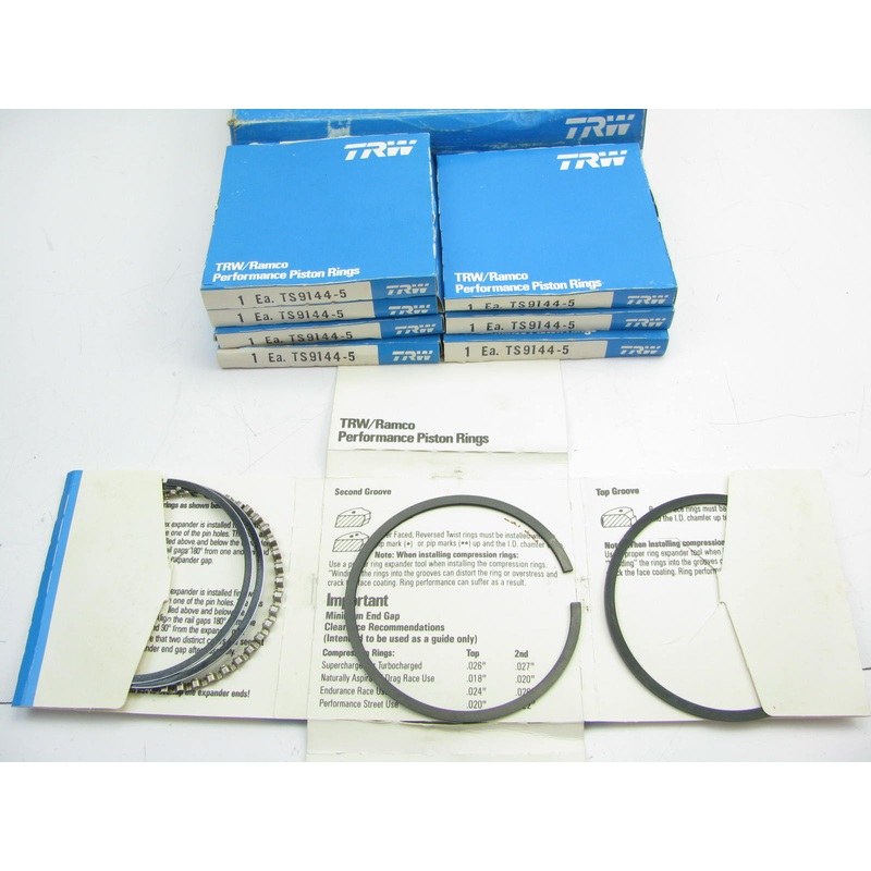 TRW T9144-5 Plasma Ceramic Race Piston Ring Set - Ford 289 302 351 0.005'' Over